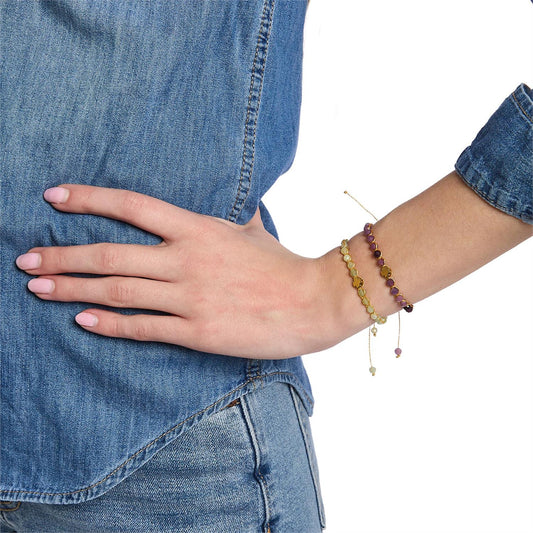 Golden Clover Adjustable Natural Stone Bracelet