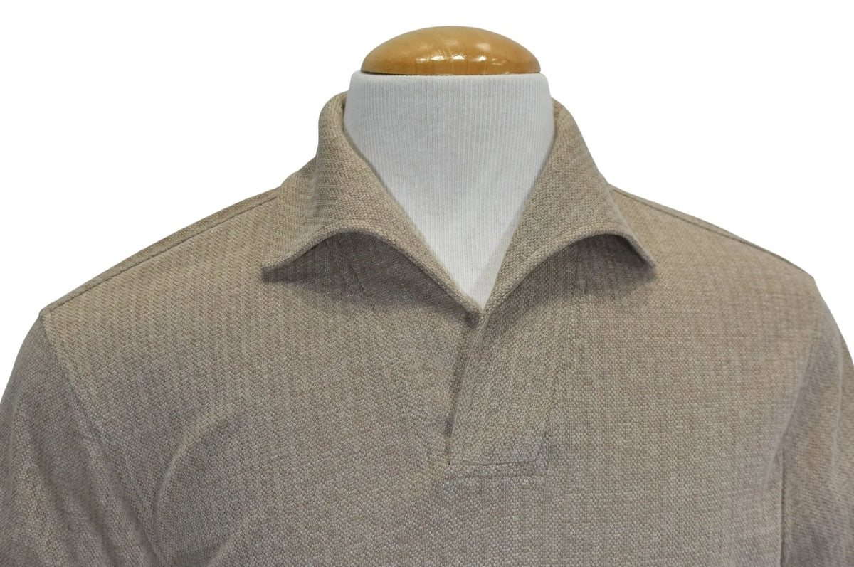 Open Collar Knit Polo