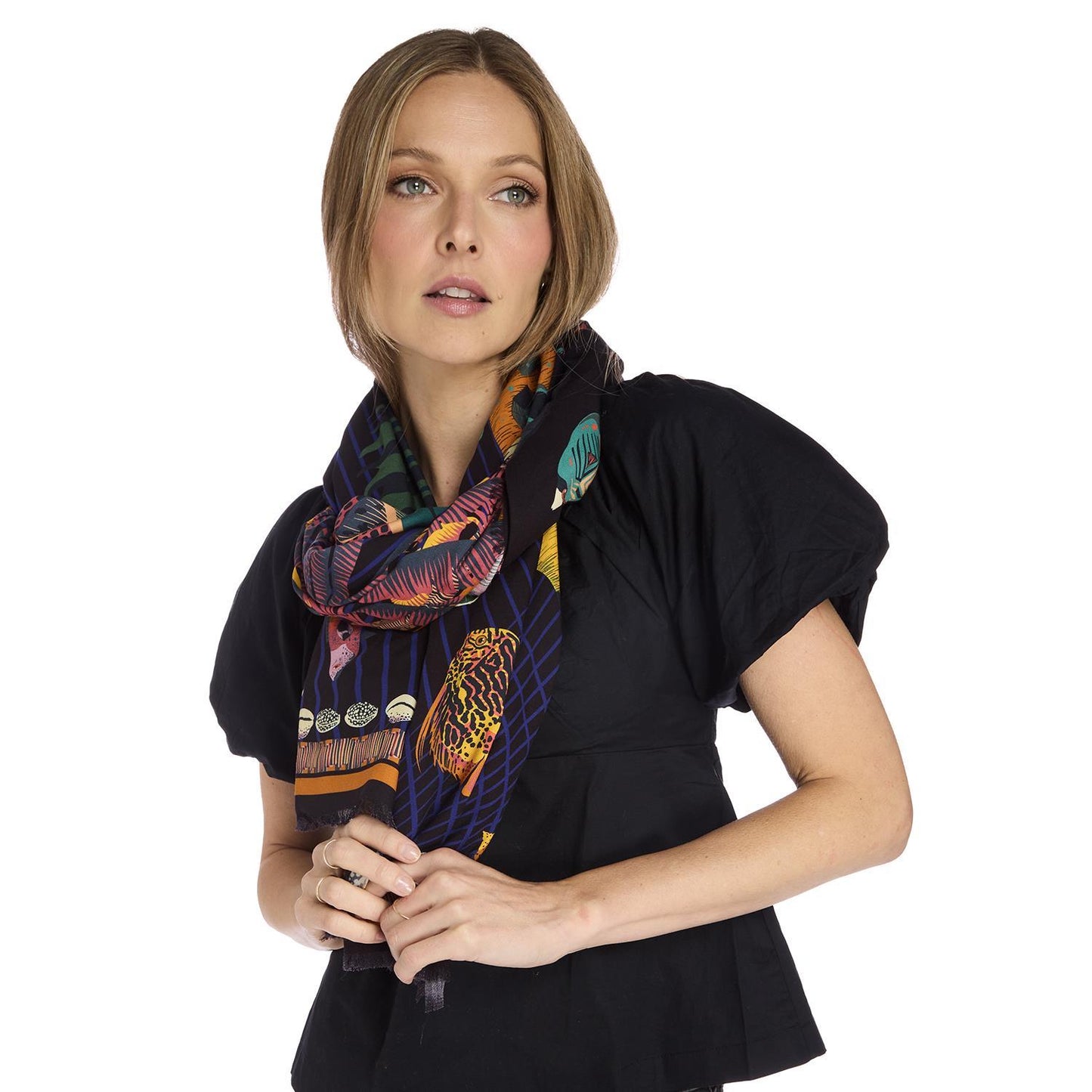 Ocean Drive Black Rectangle Scarf