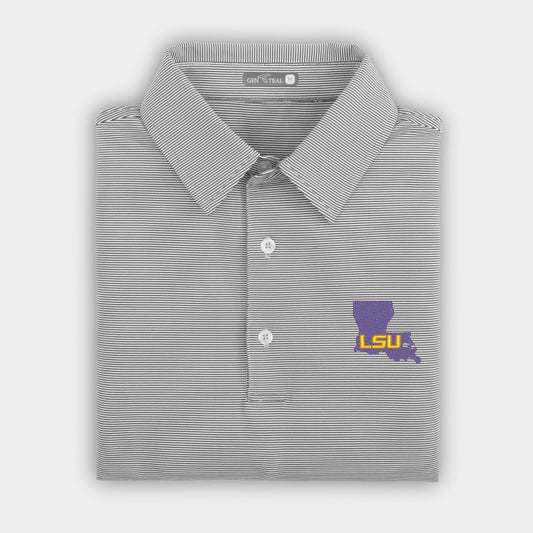 LSU Club Pinstripe Performance Polo