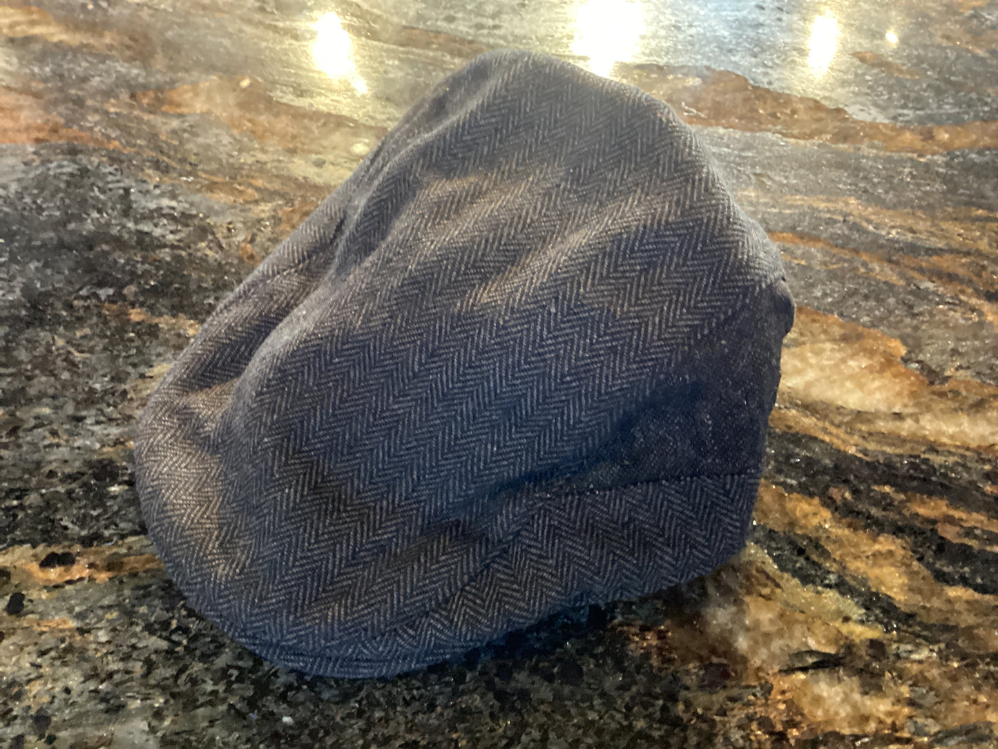 Chocolate Herringbone Flat Cap