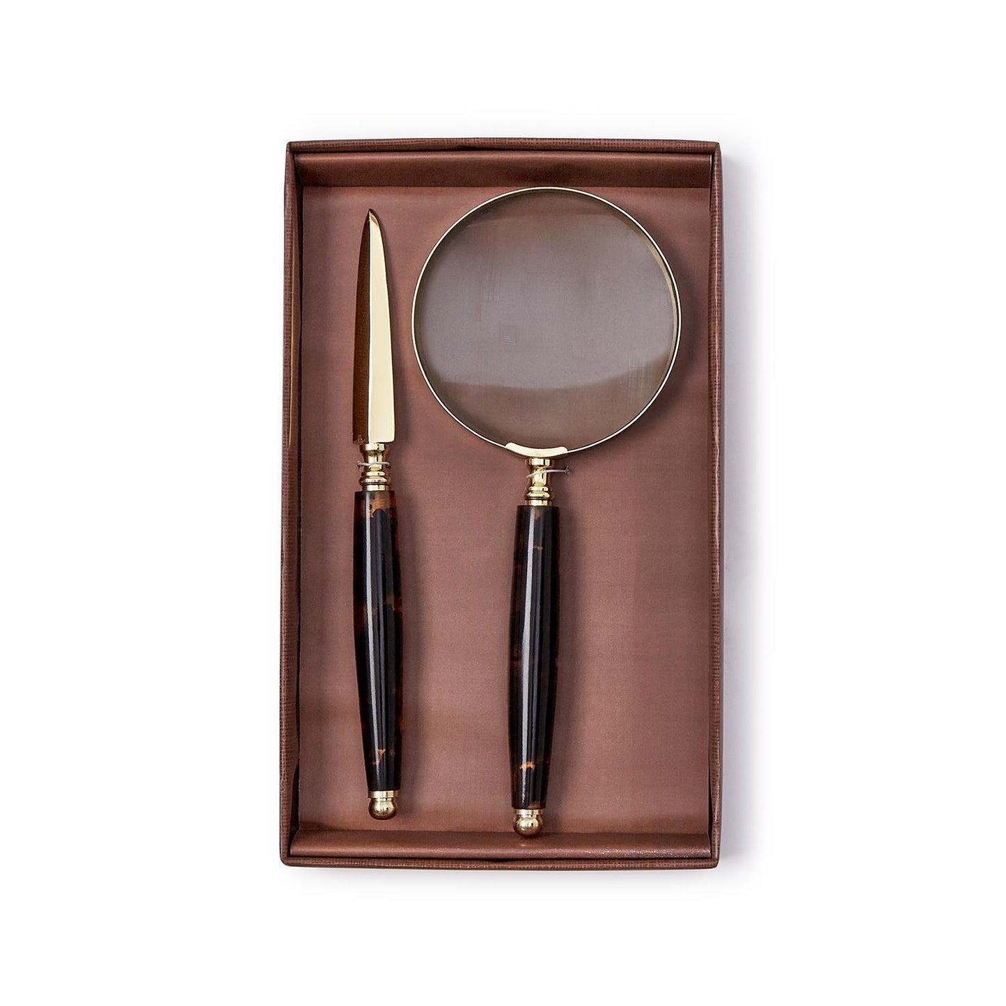 Tortoise Swirl Magnifier and Letter Opener Set