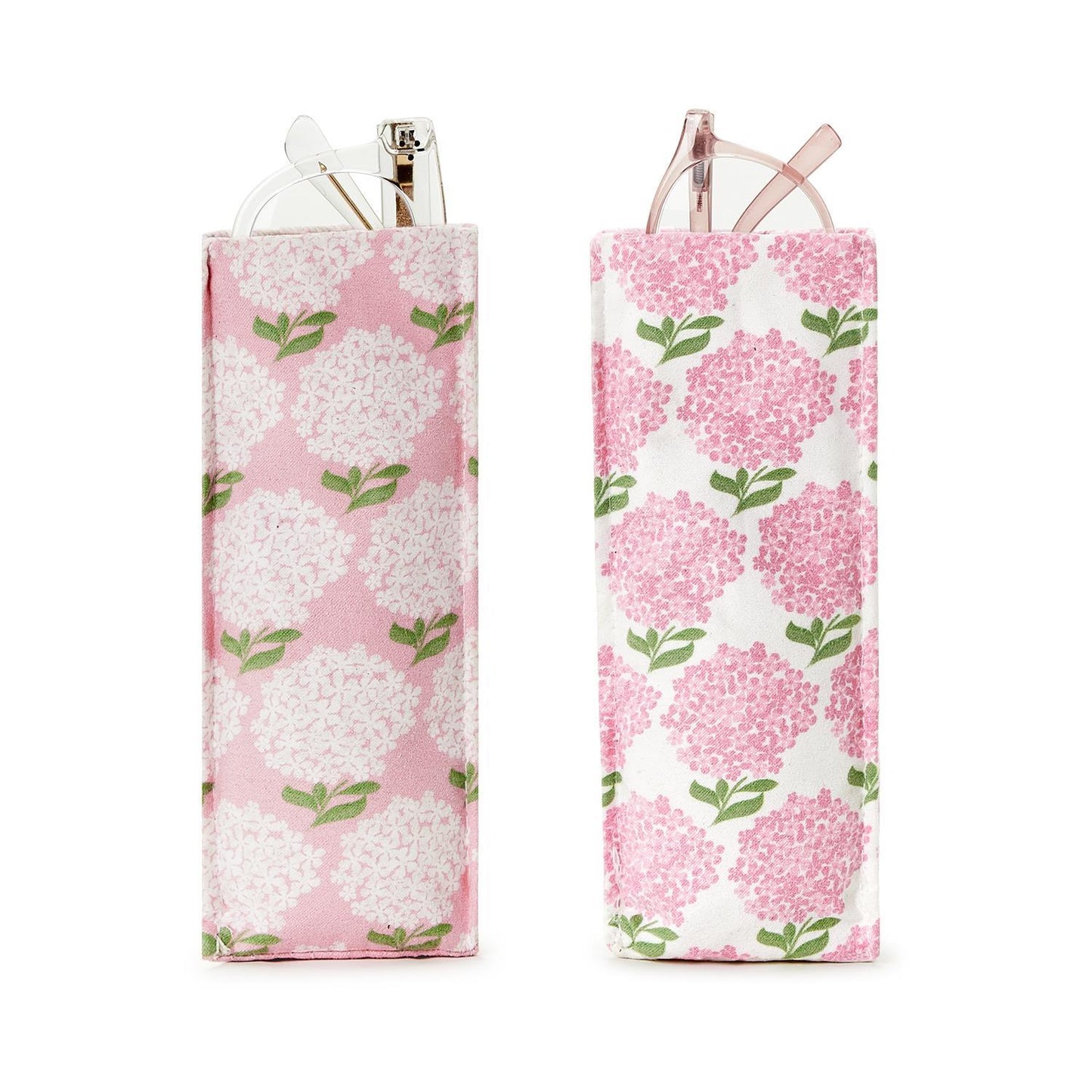 Pink Hydrangea Standing Triangular Weighted Eyeglass / Accessory Holder