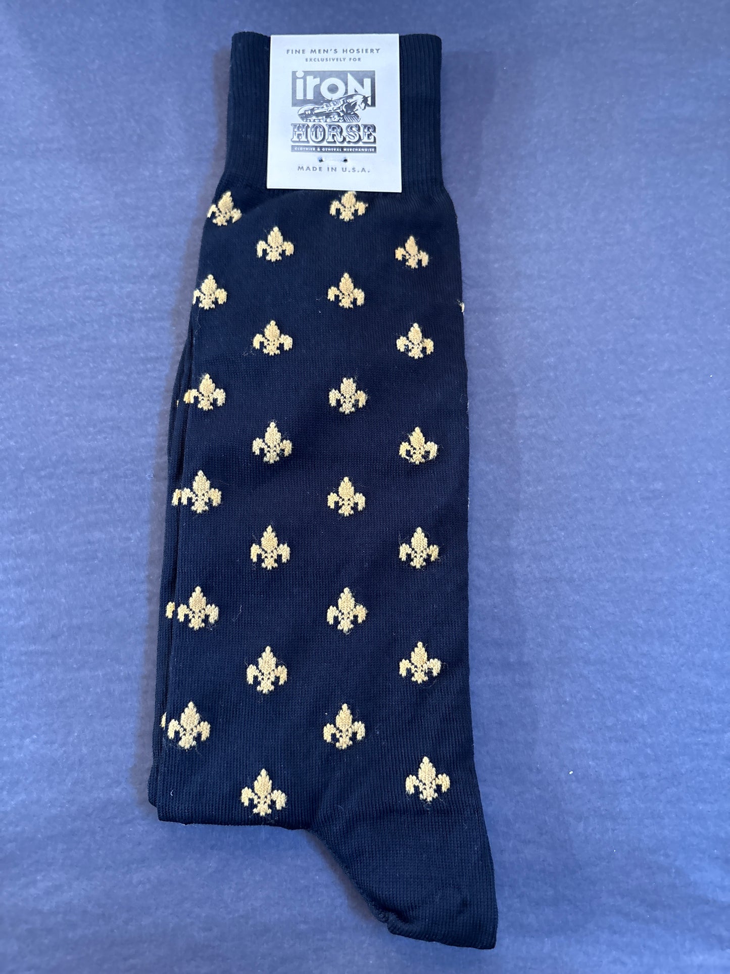 Black with Gold Fleur de Lis Socks
