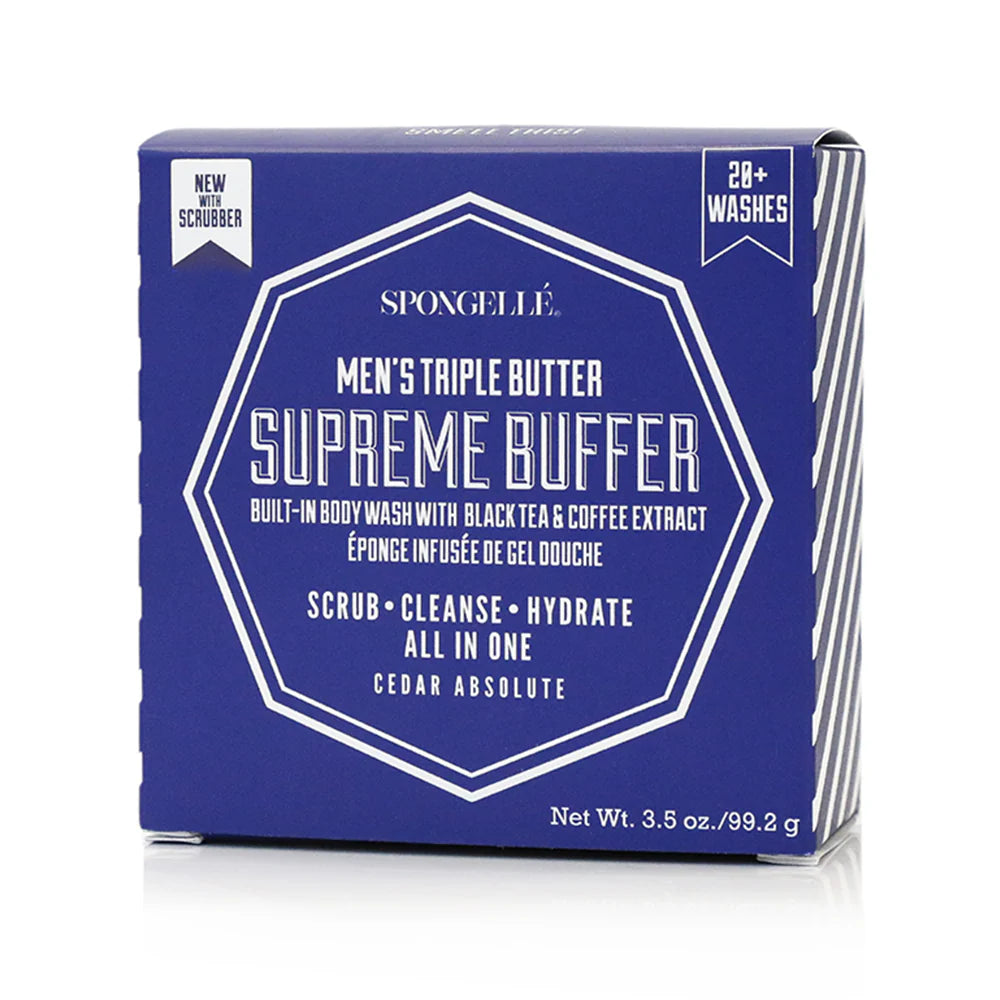 Men's Supreme Buffer with Black Scrubber - Cedar Absolute 3.5 oz Spongelle
