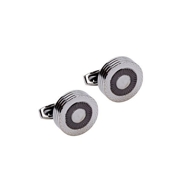 Silver Gun Metal Round Cufflinks