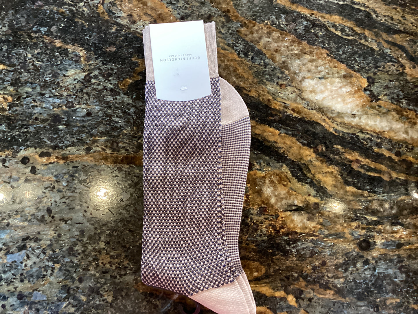 Mid Calf Tan Navy Brown Sock