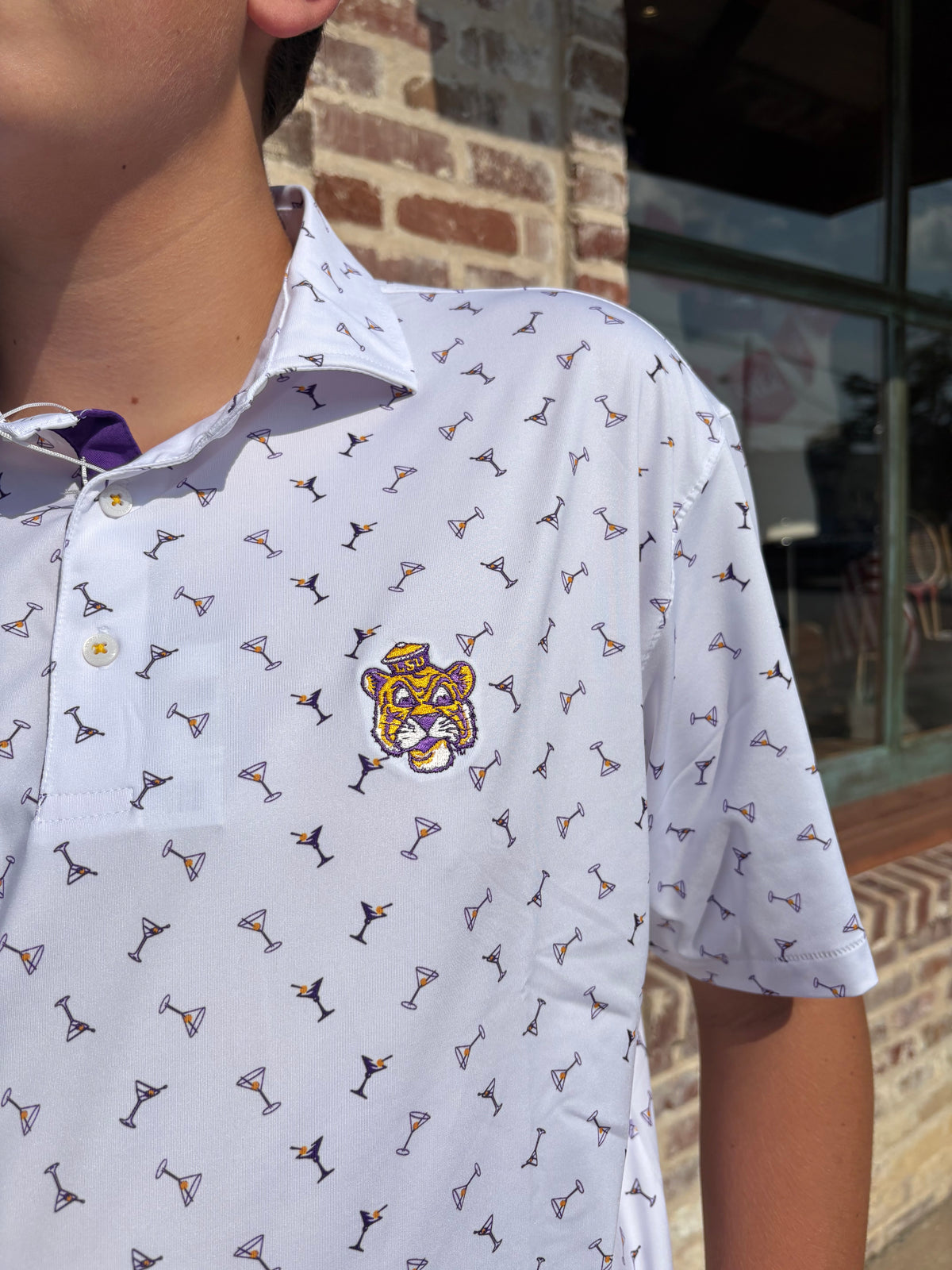 LSU Tigers 1955 White Manhattan Polo