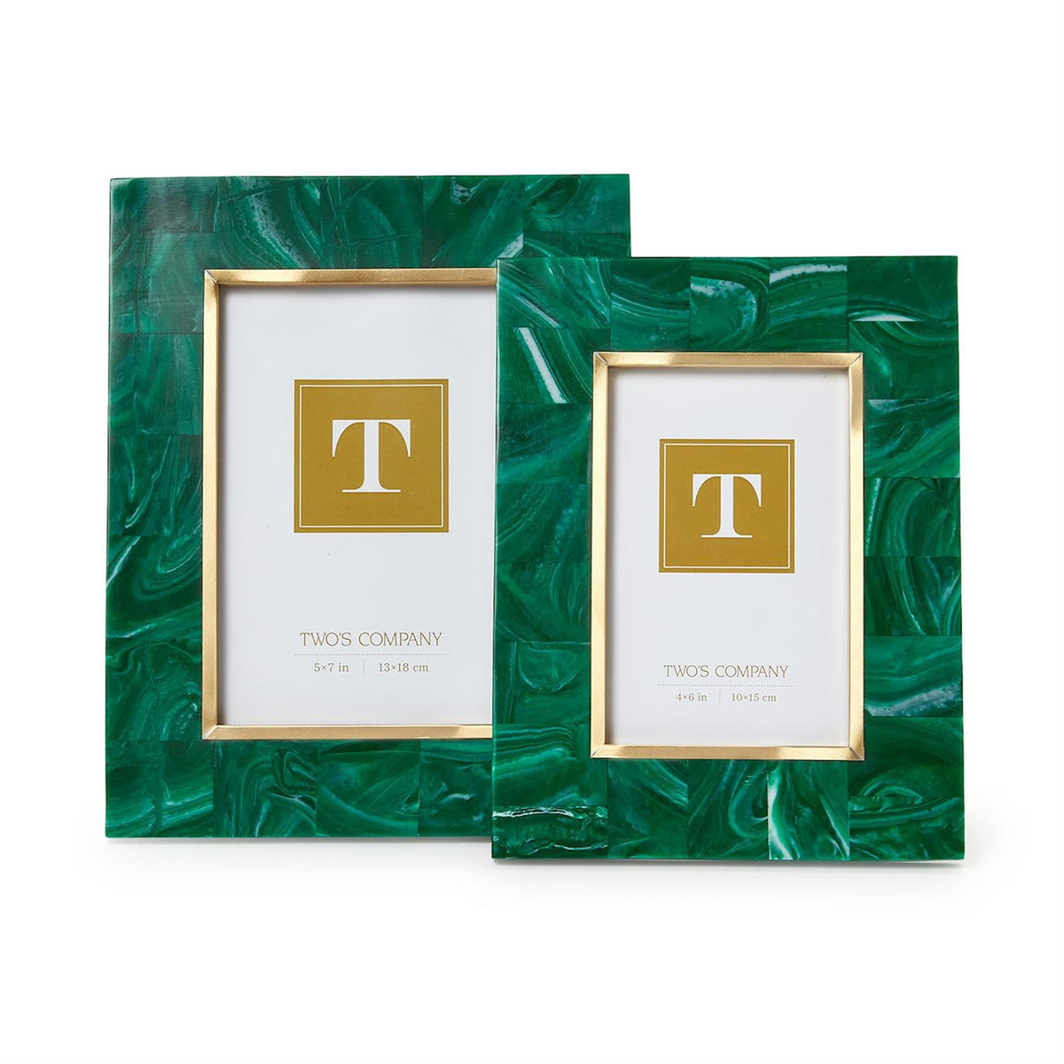 Malachite Photo Frame with Brass Trim