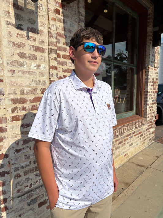 LSU Tigers 1955 White Manhattan Polo