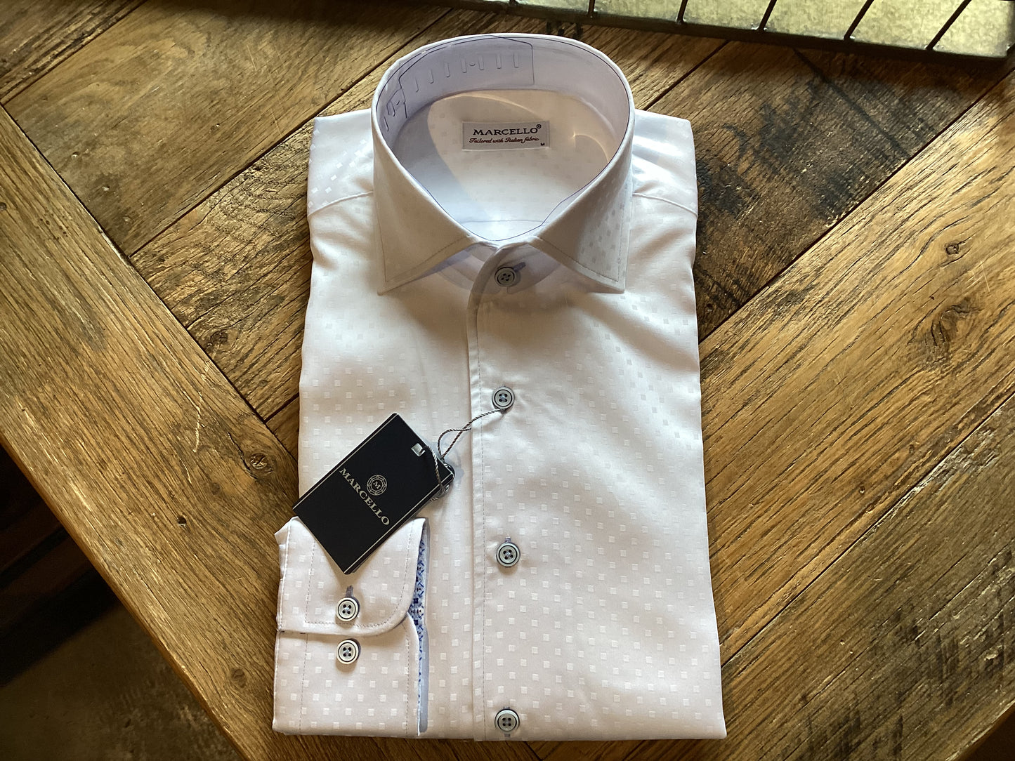 White Tonal Circle Jacquard Marcello Sport Shirt