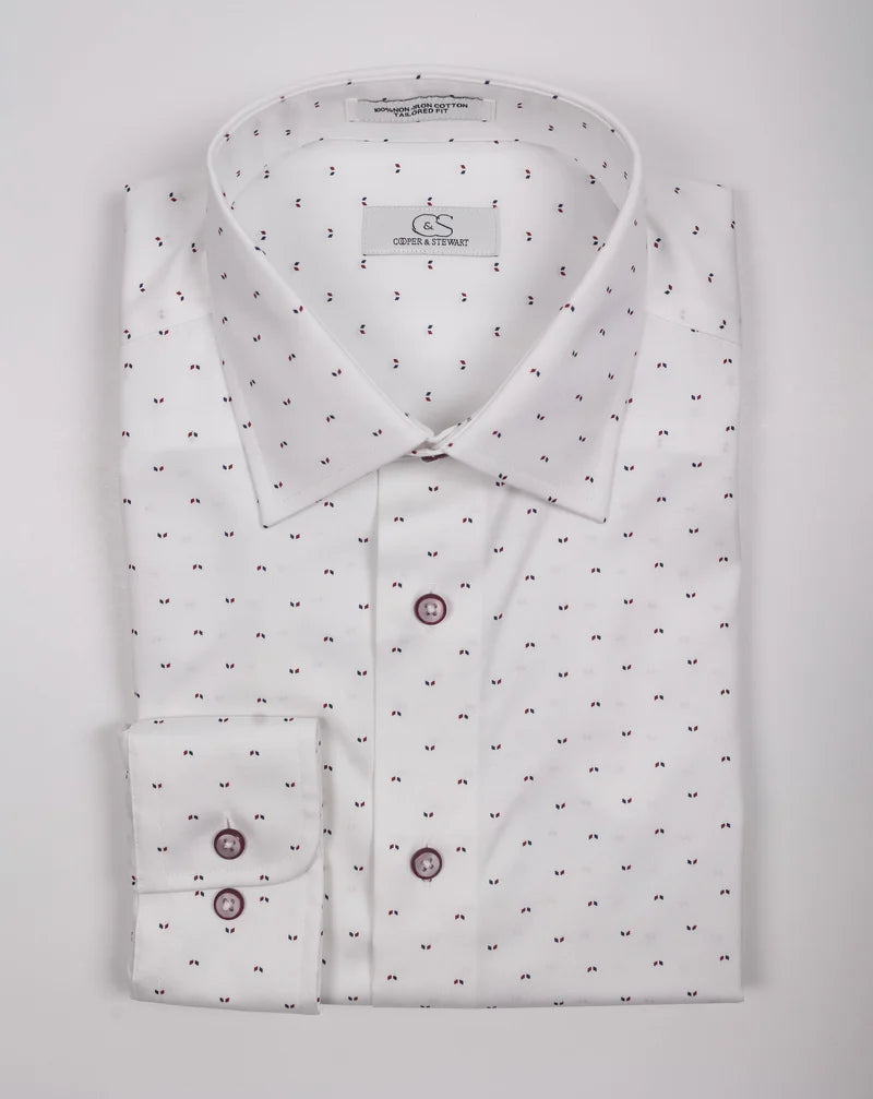 Red/Grey Bowtie Spread Collar Dress Shirt