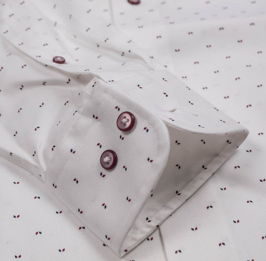 Red/Grey Bowtie Spread Collar Dress Shirt