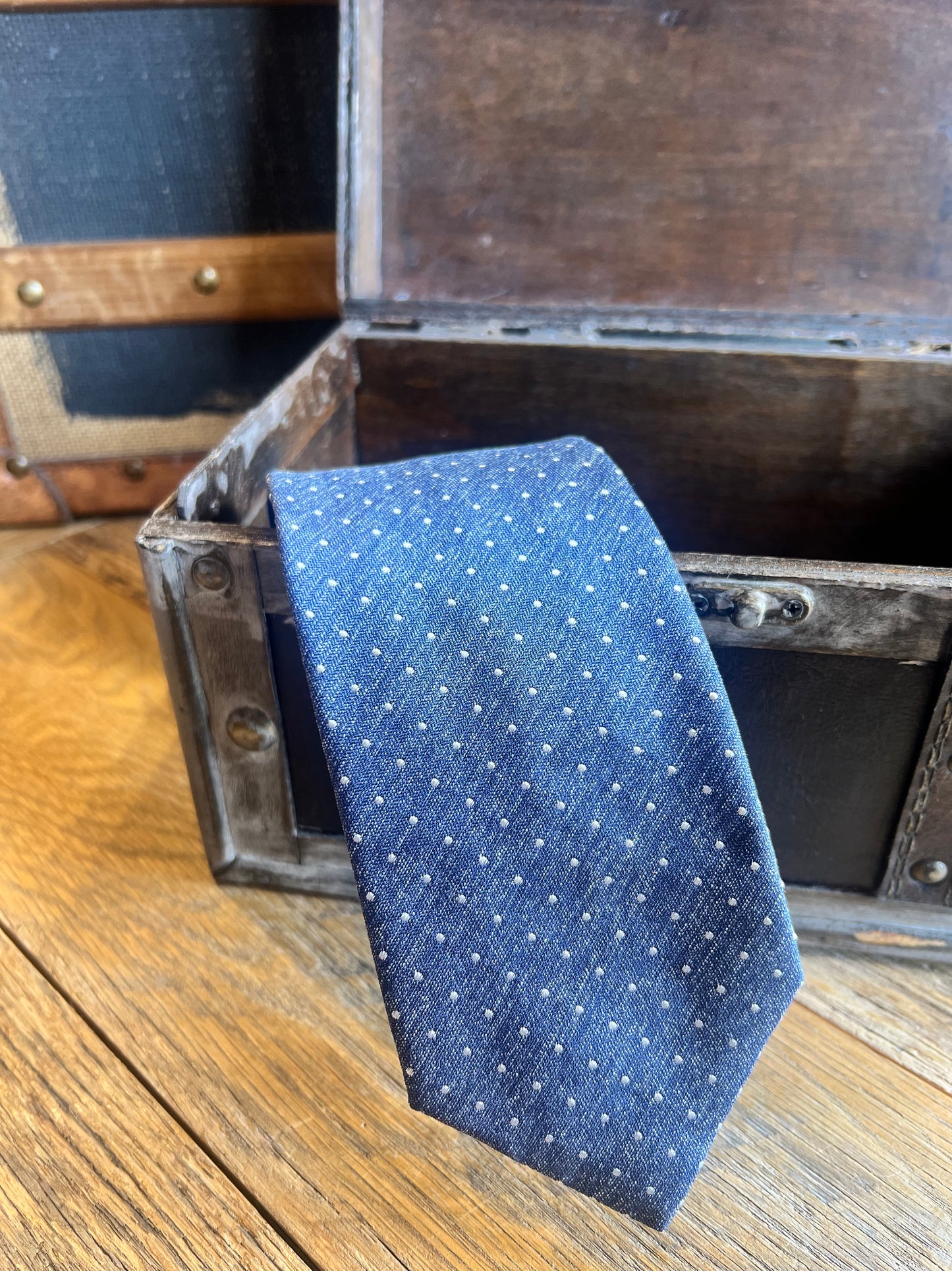 Blue Grey Dot Silk Tie