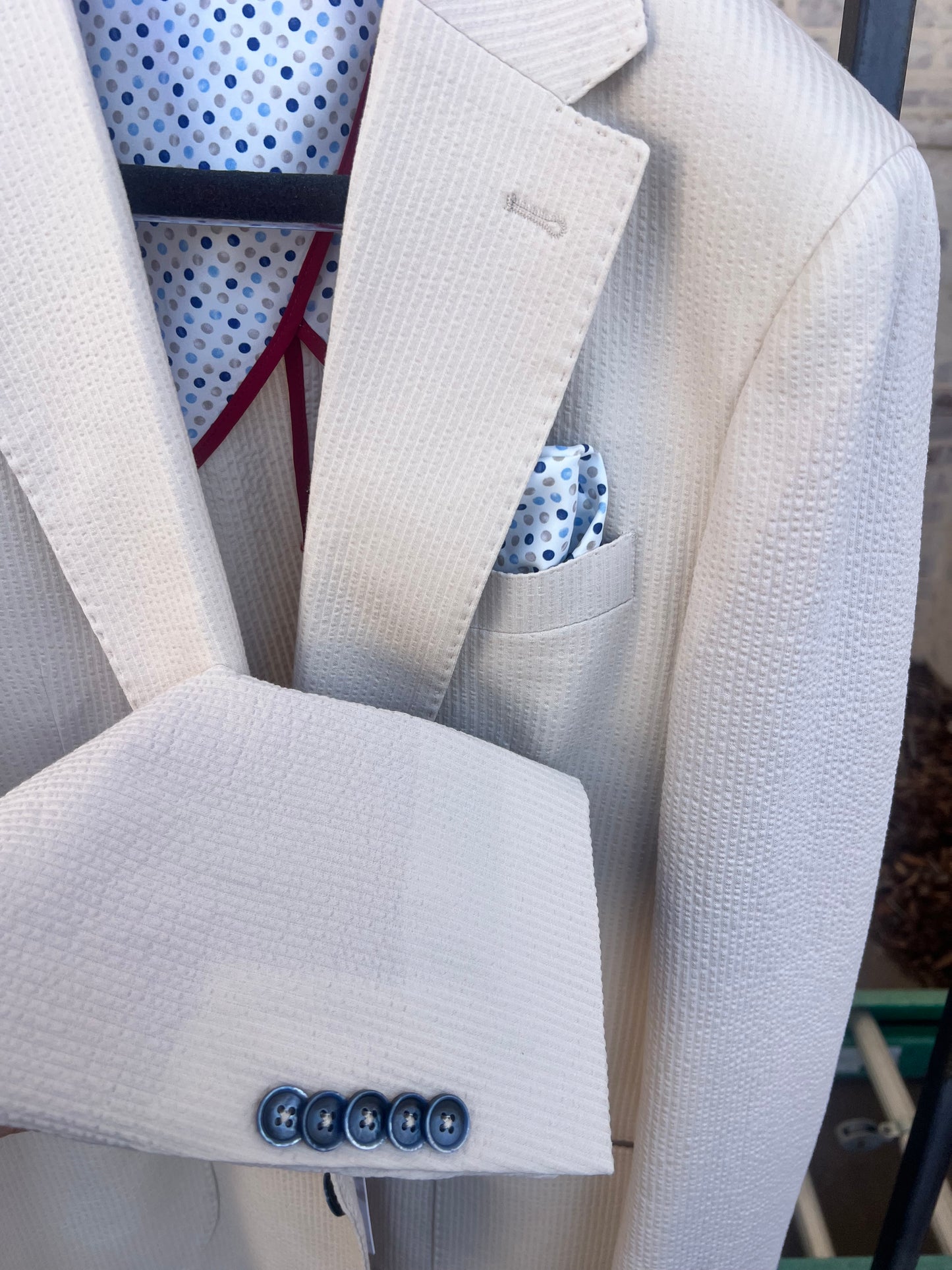 Meridian Beige Stretch Seersucker Sportcoat