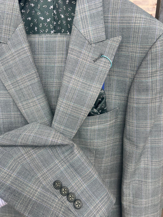 Olive Sharkskin Suit