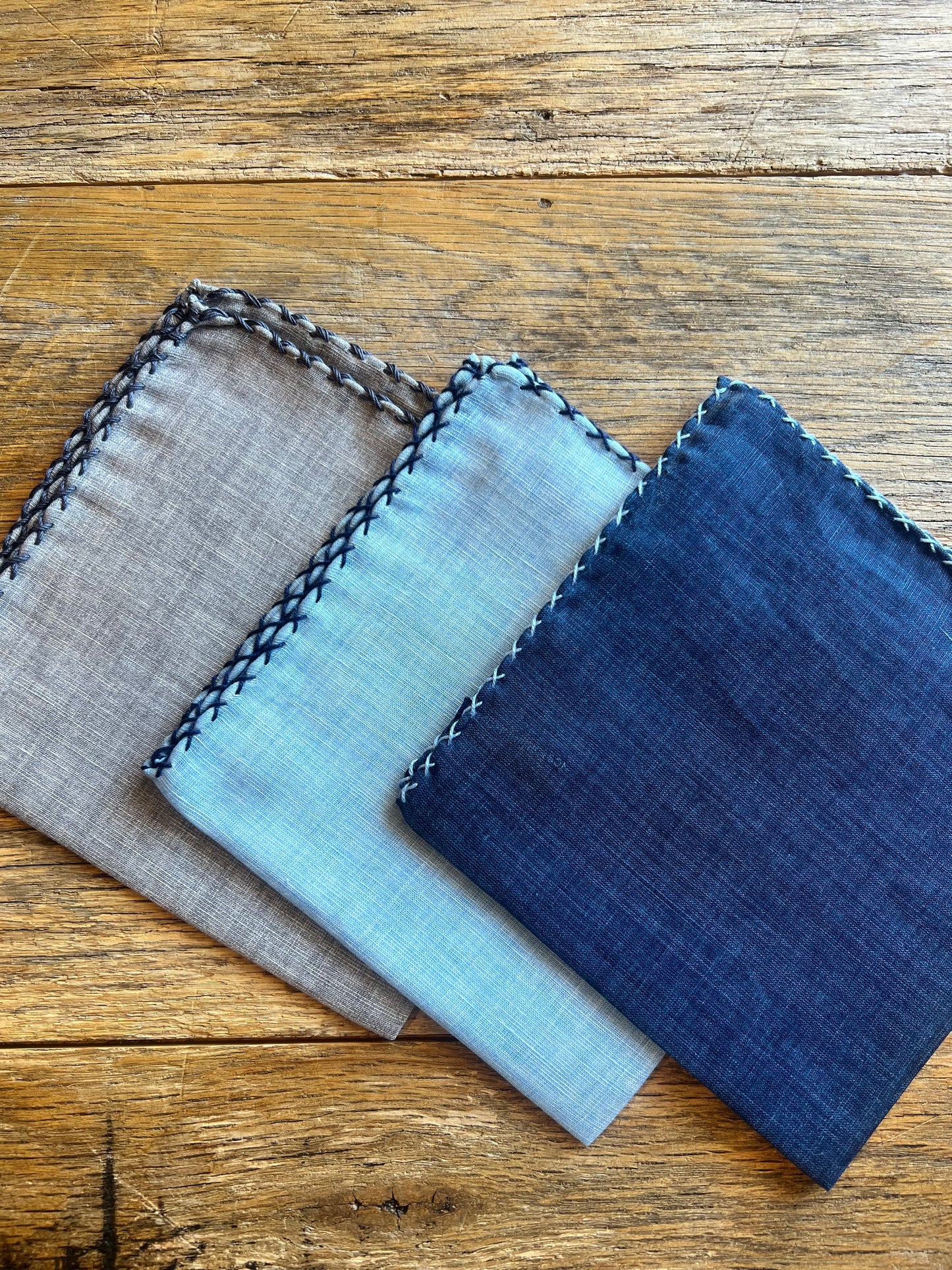 Criss Cross Solid Linen Handkerchief