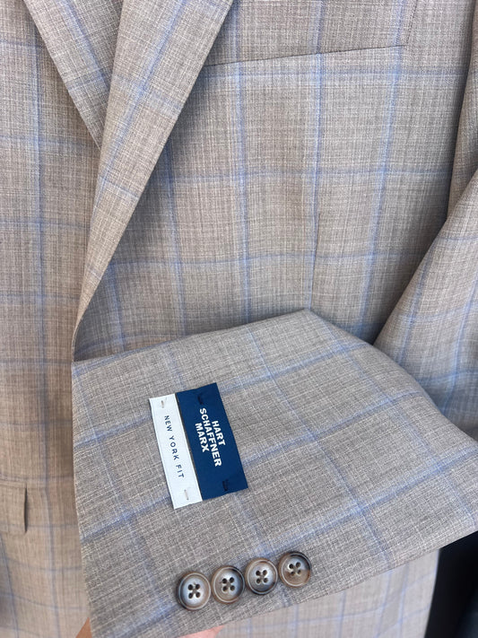 Tan/Blue Windowpane Suit