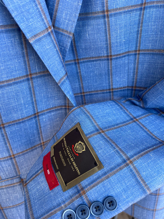 Gregory Blue/Peach Windowpane Sport Coat
