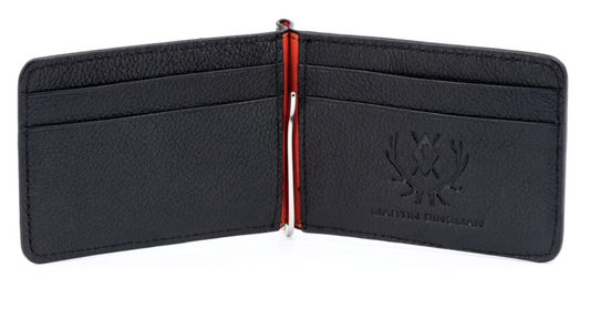 Anthony Alligator Grain Leather Credit Card Money Clip - Black