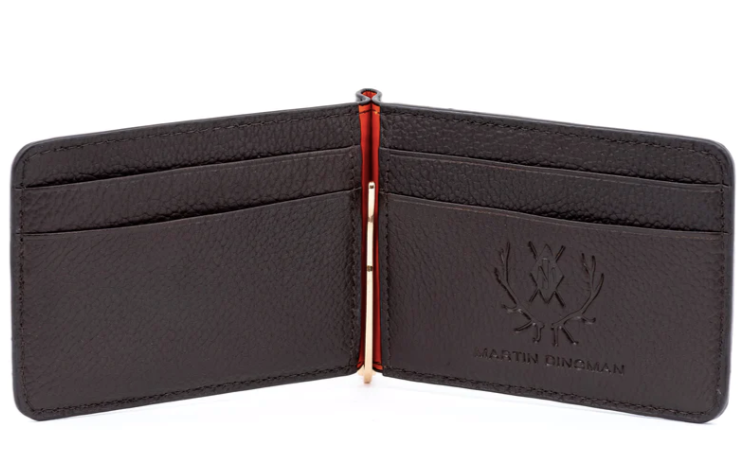 Anthony Alligator Grain Leather Credit Card Money Clip - Brown