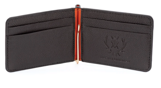 Edward Saddle Leather Credit Card Money Clip - Chocolate