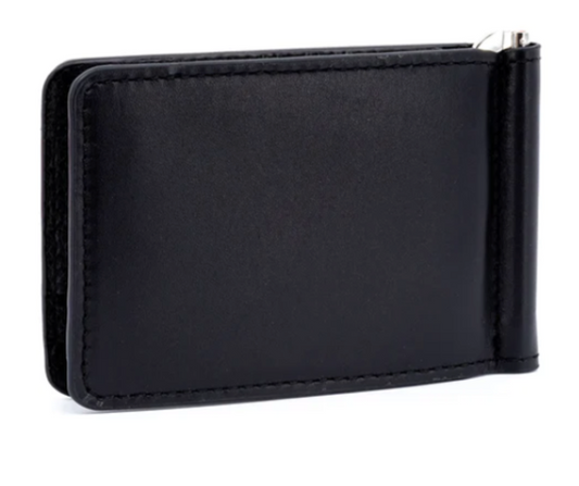 Edward Saddle Leather Credit Card Money Clip - Black