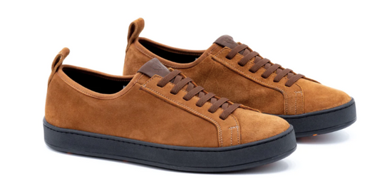 MD Signature Sheepskin Water Repellent Suede Leather Sneaker - Tobacco