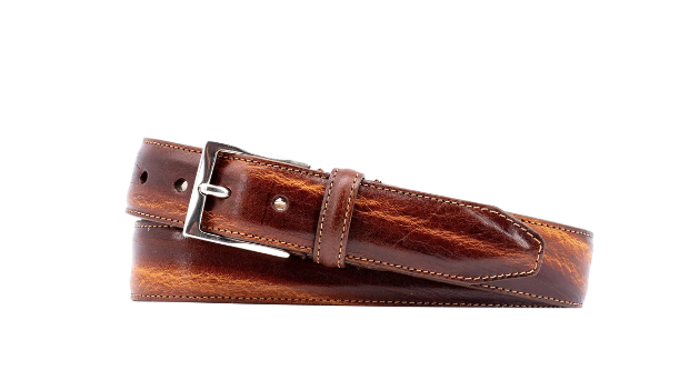 Perry Shrunken Italian Saddle Leather Belt - Chestnut