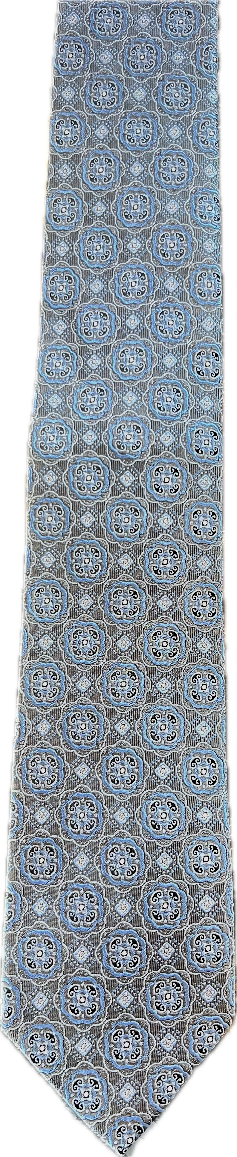Bruno Piattelli Grey and Blue Silk Tie