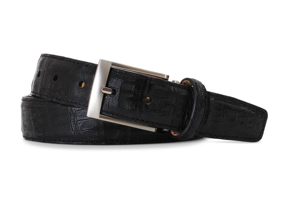 Black Caiman Belly Crocodile Belt - CUSTOM