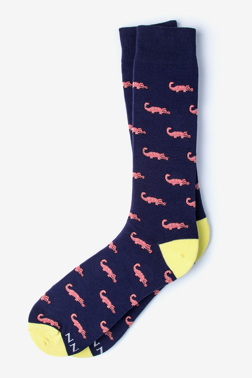 Oh Snap! Alligator Navy Sock