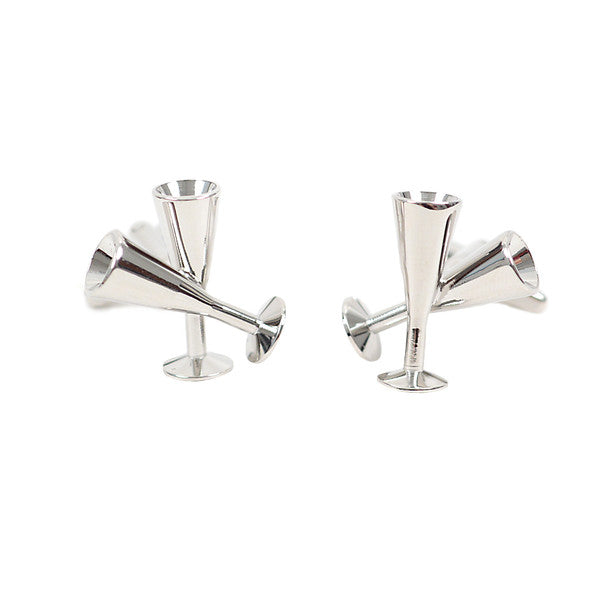 Silver Champagne Glass Cufflinks