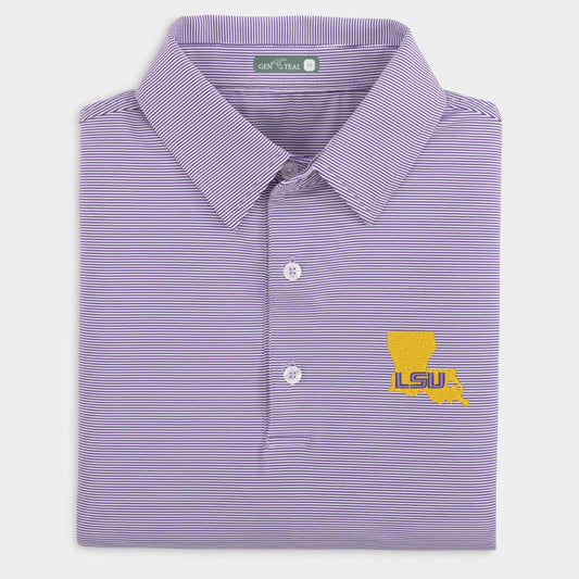 LSU Club Pinstripe Performance Polo