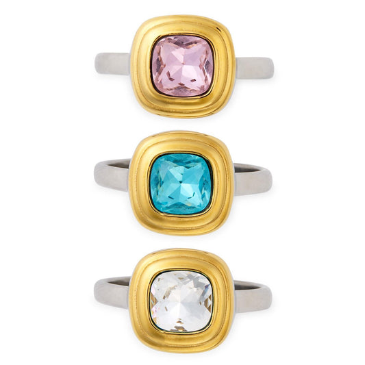 Two-Tone Metal Ring with 18 Karat Gold Plating