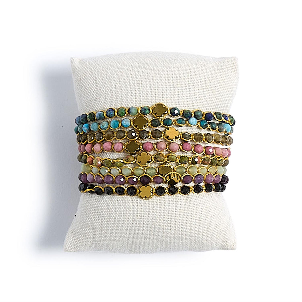 Golden Clover Adjustable Natural Stone Bracelet