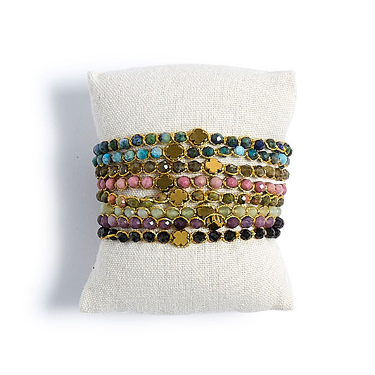 Golden Clover Adjustable Natural Stone Bracelet