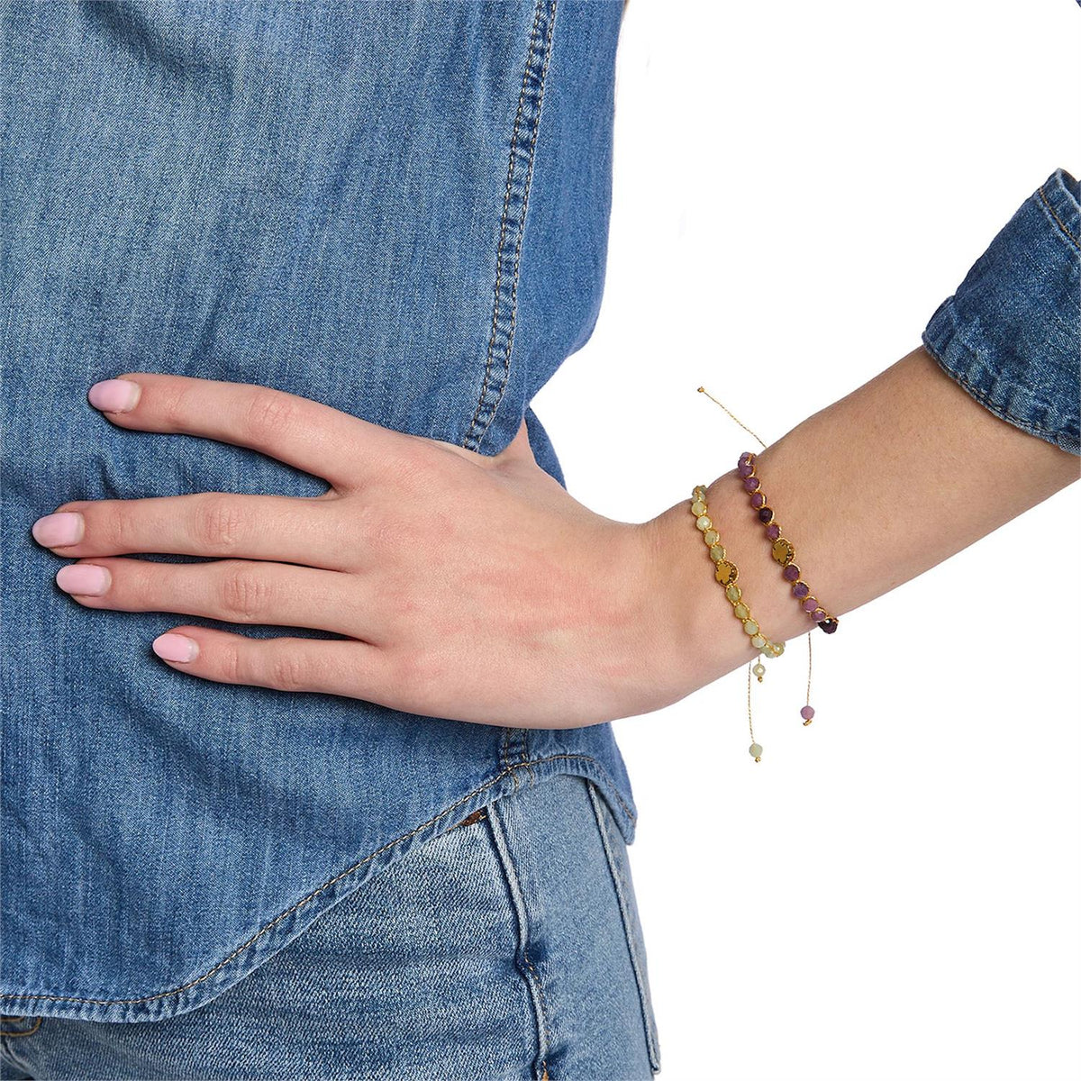 Golden Clover Adjustable Natural Stone Bracelet