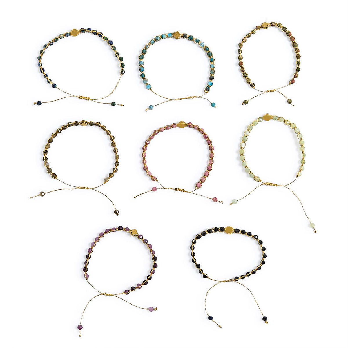 Golden Clover Adjustable Natural Stone Bracelet