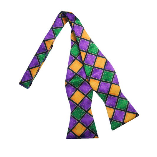 Mardi Gras Diamond Self-Tie Bow Tie