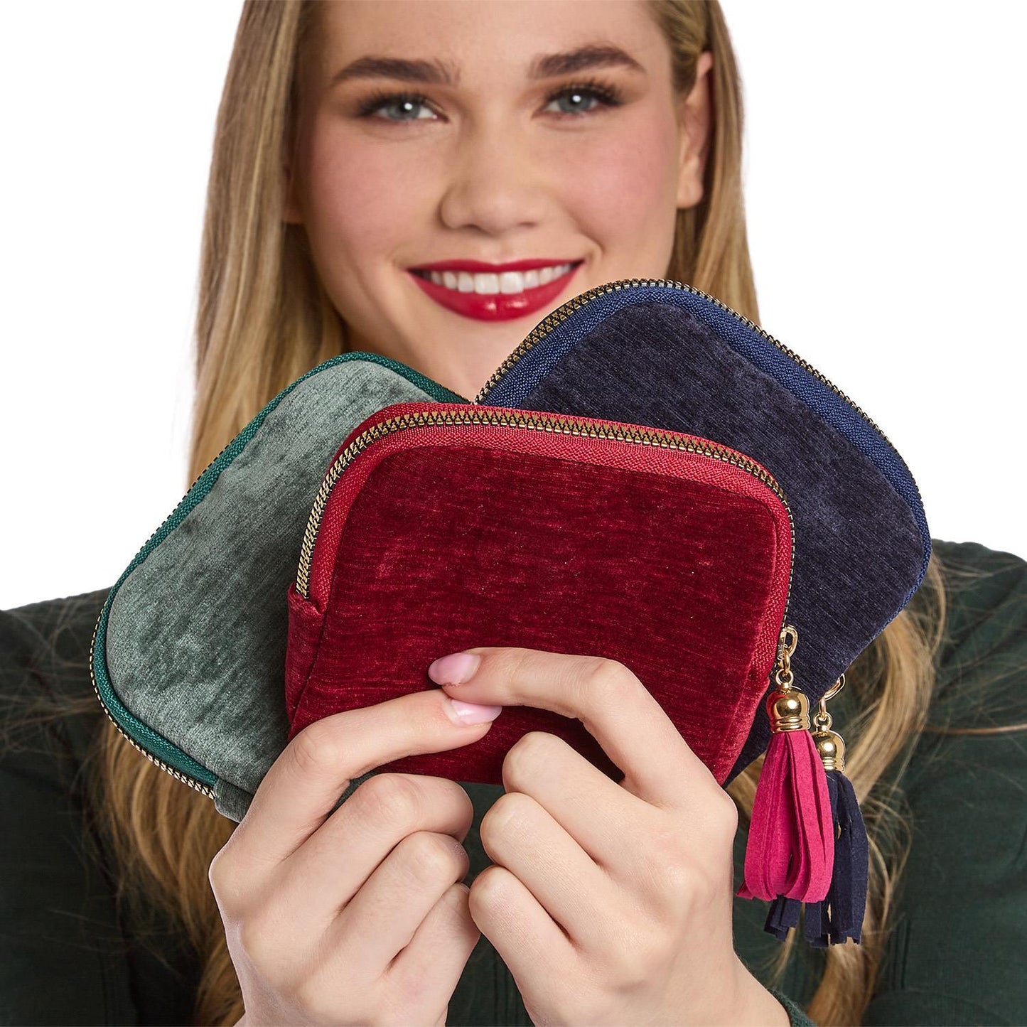 Velvet Pouch with Organized Interior