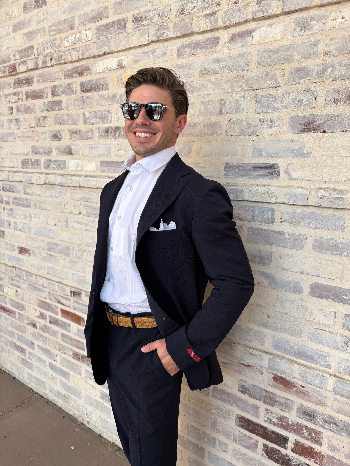 Barocci Navy Seersucker Suit