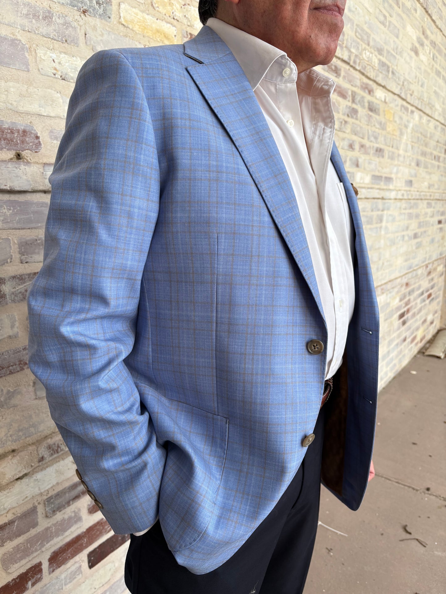 Giles & Jasper Blue/Tan Plaid Sport Coat