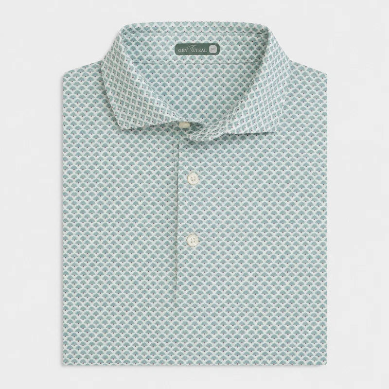 DESERT GREEN AGAVE PRINTED PERFORMANCE POLO