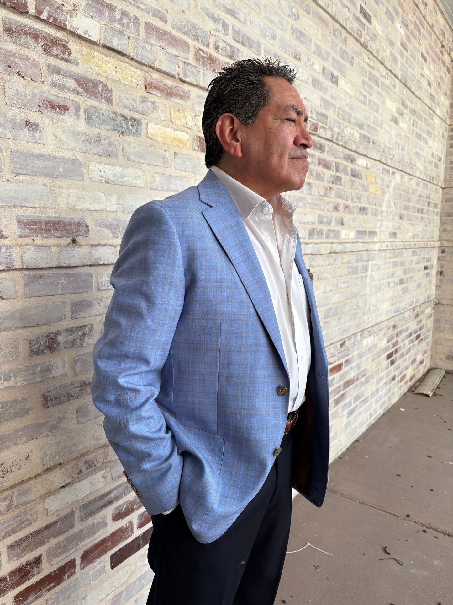 Giles & Jasper Blue/Tan Plaid Sport Coat