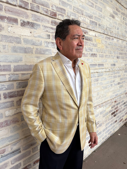 TailoRed Yellow/ White Check Sports Coat