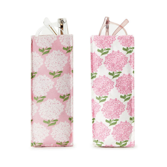 Pink Hydrangea Standing Triangular Weighted Eyeglass / Accessory Holder