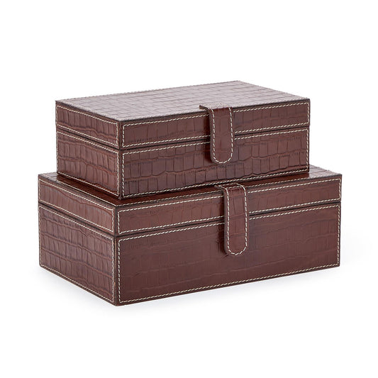 Genuine Leather Reptile Pattern Storage Boxes
