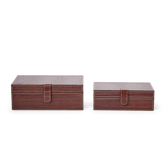 Genuine Leather Reptile Pattern Storage Boxes