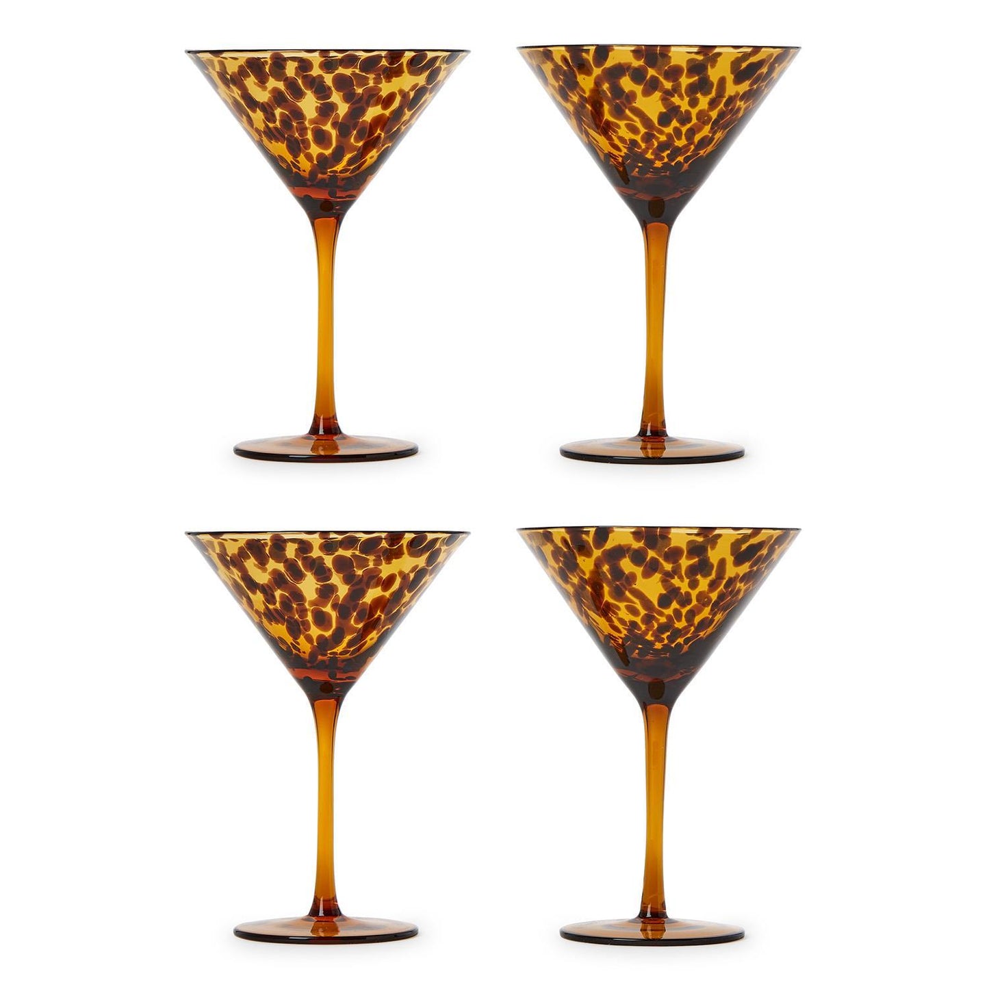 Set of 4 Tortoise Print Martini Glass